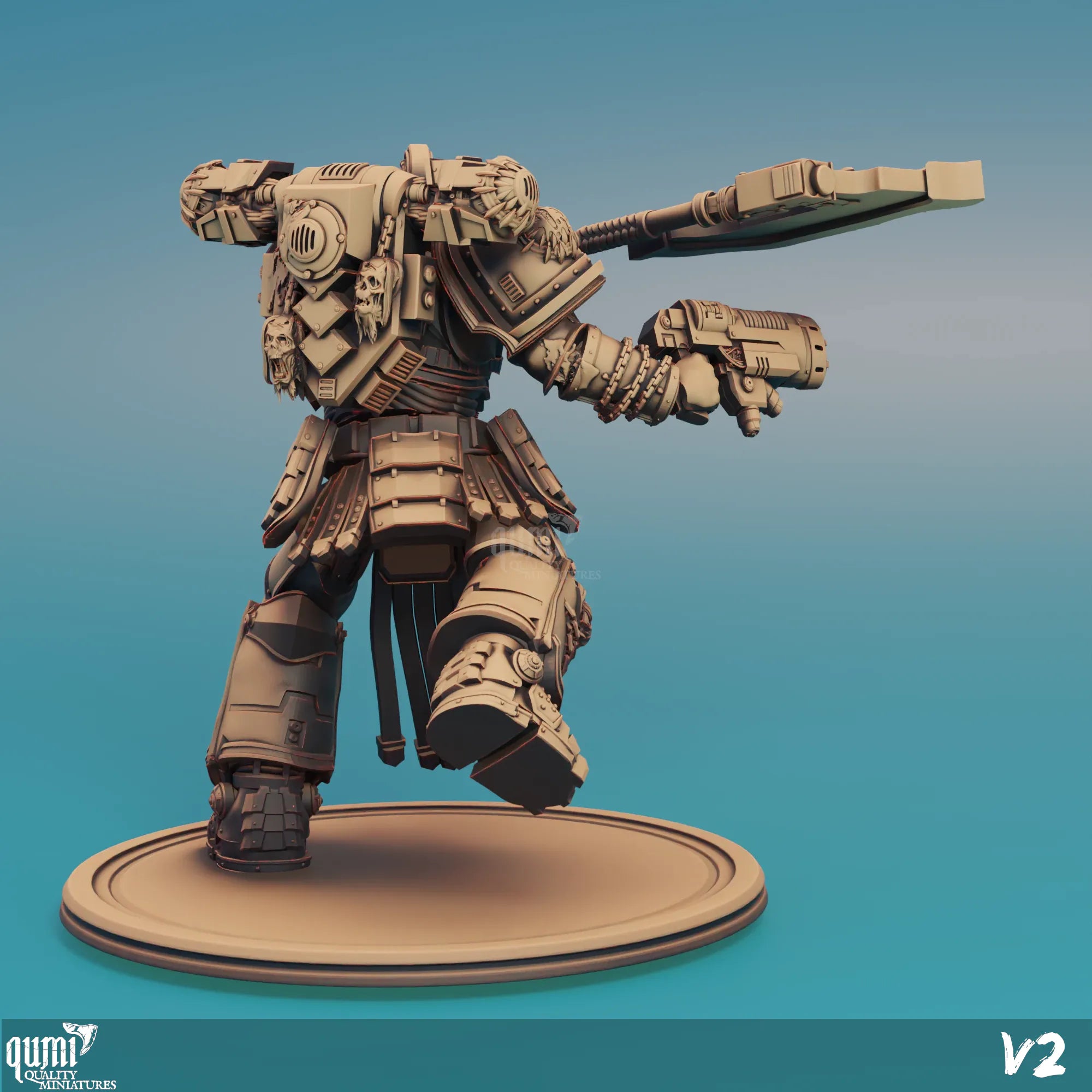 Scifi warrior miniature from Quality Miniatures Qumi, depicting Great Guy with detailed armor and weapon for tabletop gaming.