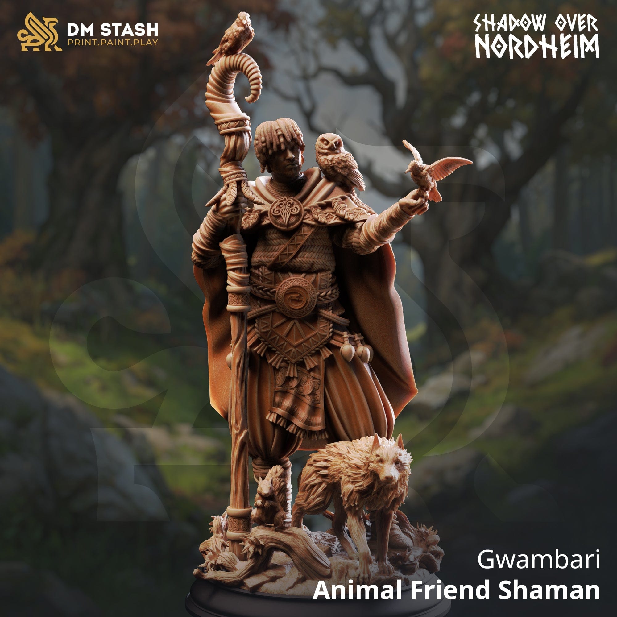 Tabletop Shaman Miniature Gwambari 32mm 75mm DM Stash Qumi - Quality Miniatures - Qumi