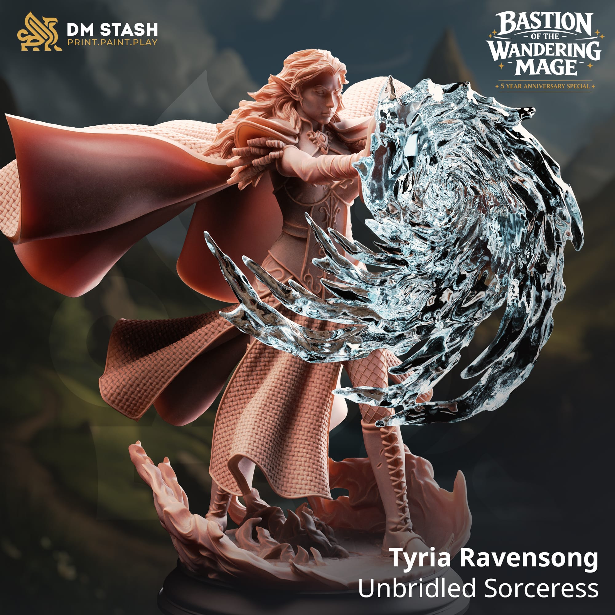 Tabletop Sorcereress miniature by Quality Miniatures featuring Tyria Ravensong, detailed RPG figure for wargaming and role-playing games.