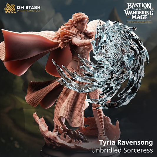 Tabletop Sorcereress miniature by Quality Miniatures featuring Tyria Ravensong, detailed RPG figure for wargaming and role-playing games.