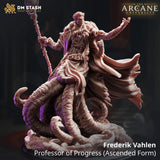 Frederik Vahlen Professor of Progress miniature in ascended form with tentacles and staff, detailed gray resin model.