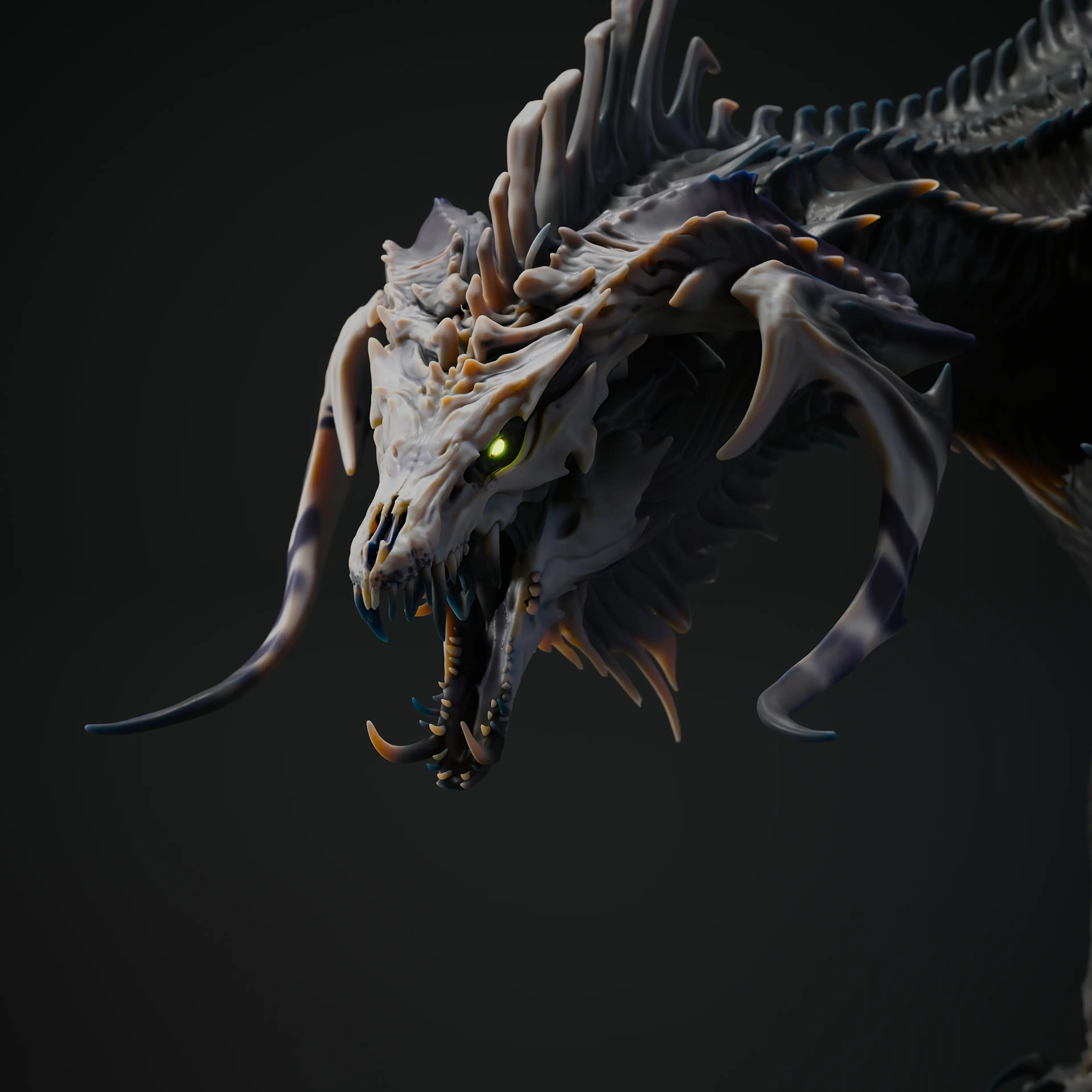 Black Dragon's Hunt diorama featuring Qumi rescale miniatures for tabletop wargaming and RPG, detailed dragon and hunter figures.