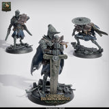Kathedralen-Jäger Kämpfer Miniatur, stehend mit Schwert auf einem 32mm Sockel