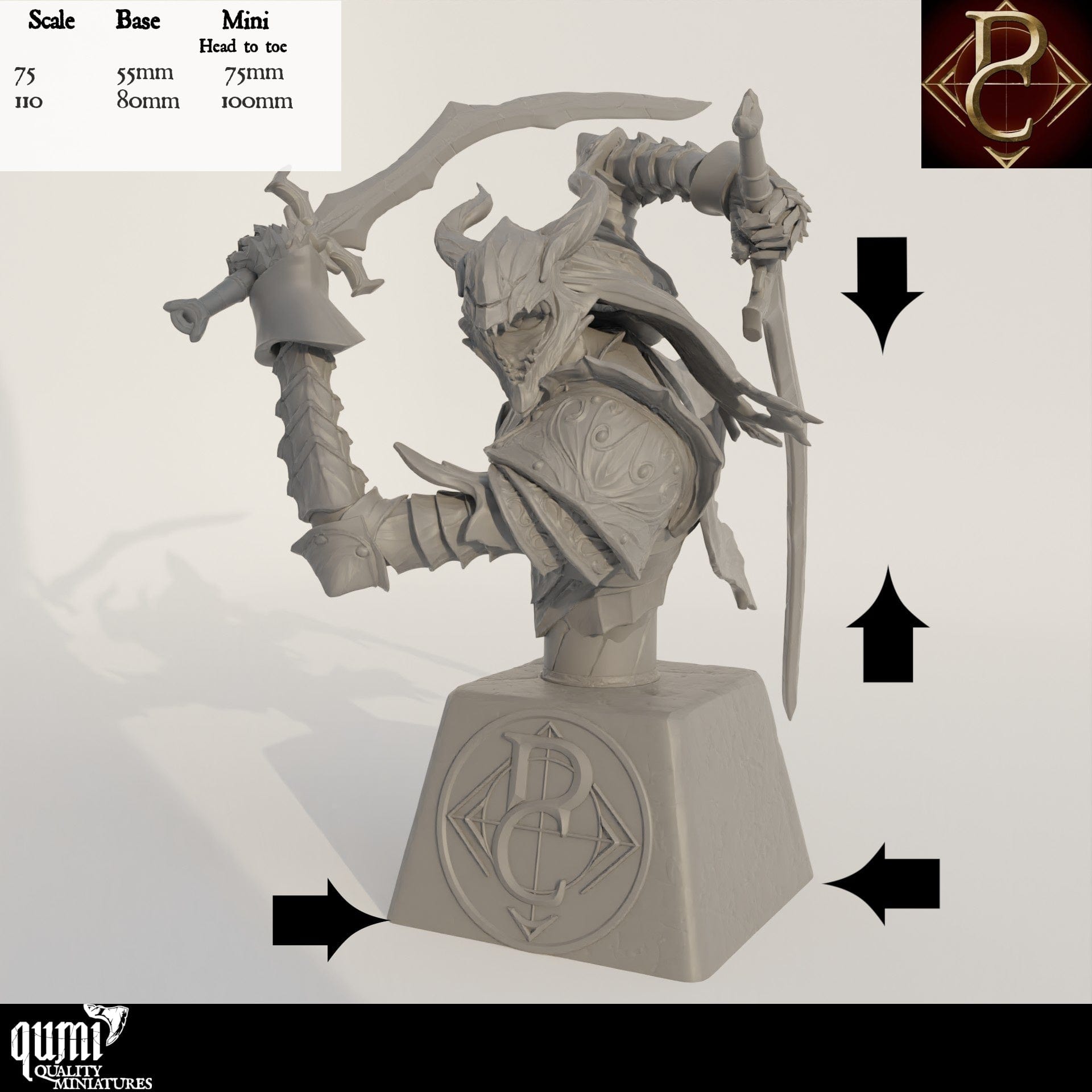 The Sorrow of Terrimor Bust - 75mm 110mm Qumi - Parasite Collectibles Quality Miniatures - Qumi Wargaming Mini Model Figure
