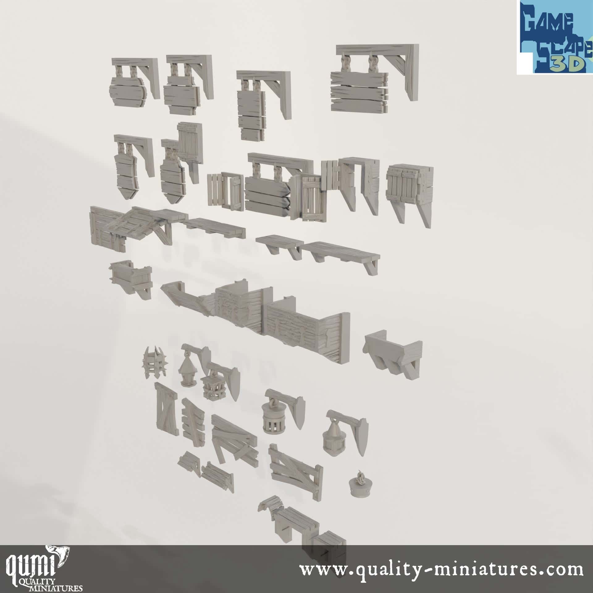 TimberFrame Bits - Lost City - Resin Print - Tabletop RPG Terrain - GameScape3D - Qumi Quality Miniatures - Qumi Wargaming Mini Model Figure