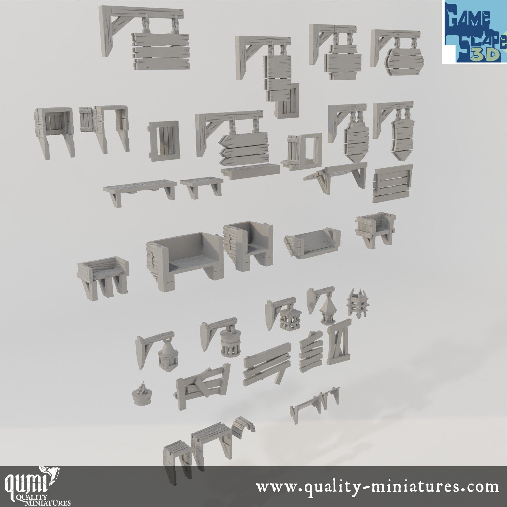 TimberFrame Bits - Lost City - Resin Print - Tabletop RPG Terrain - GameScape3D - Qumi Quality Miniatures - Qumi Wargaming Mini Model Figure