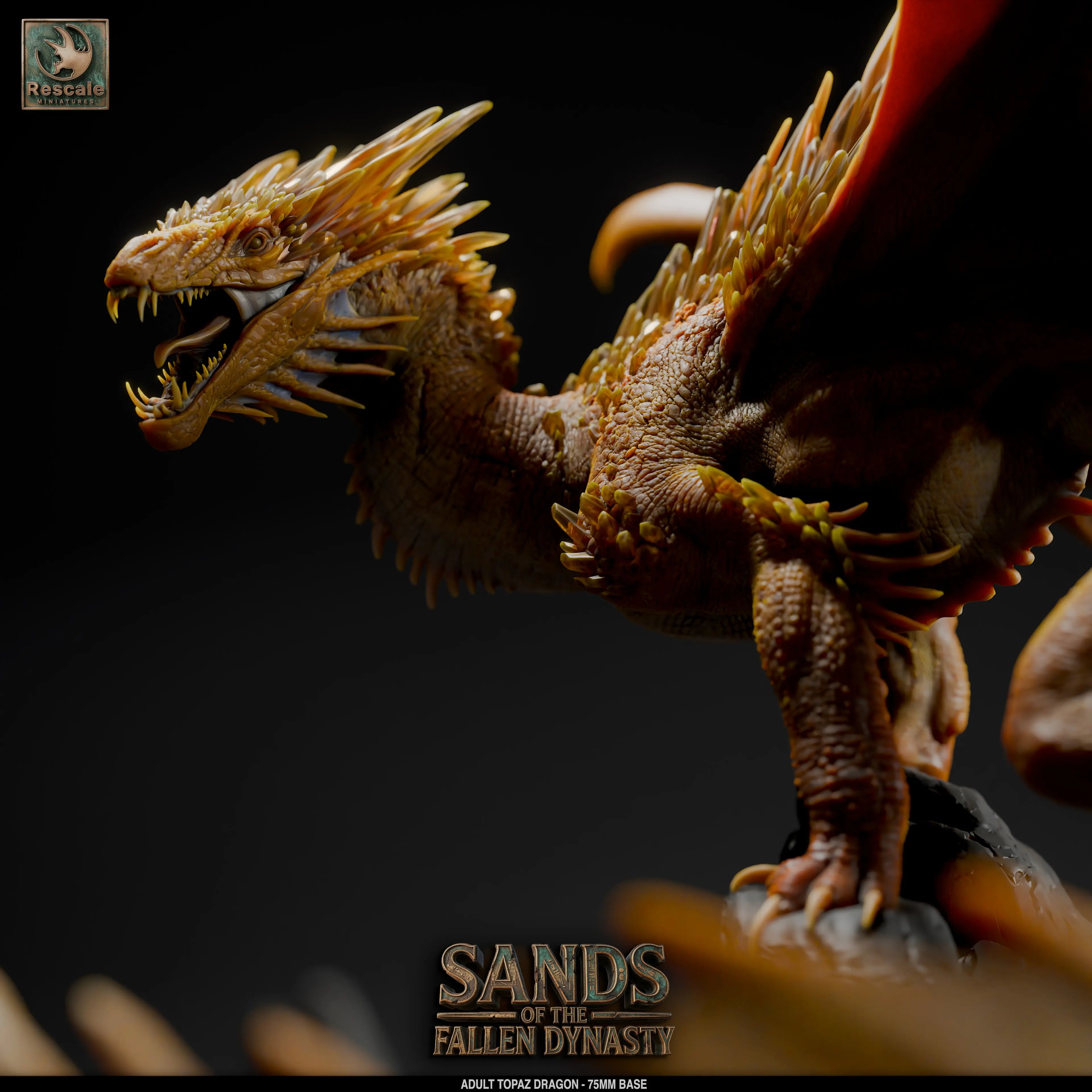 Topaz adult dragon miniature by Qumi for tabletop wargaming and RPG, detailed resin figure for miniatures gaming.