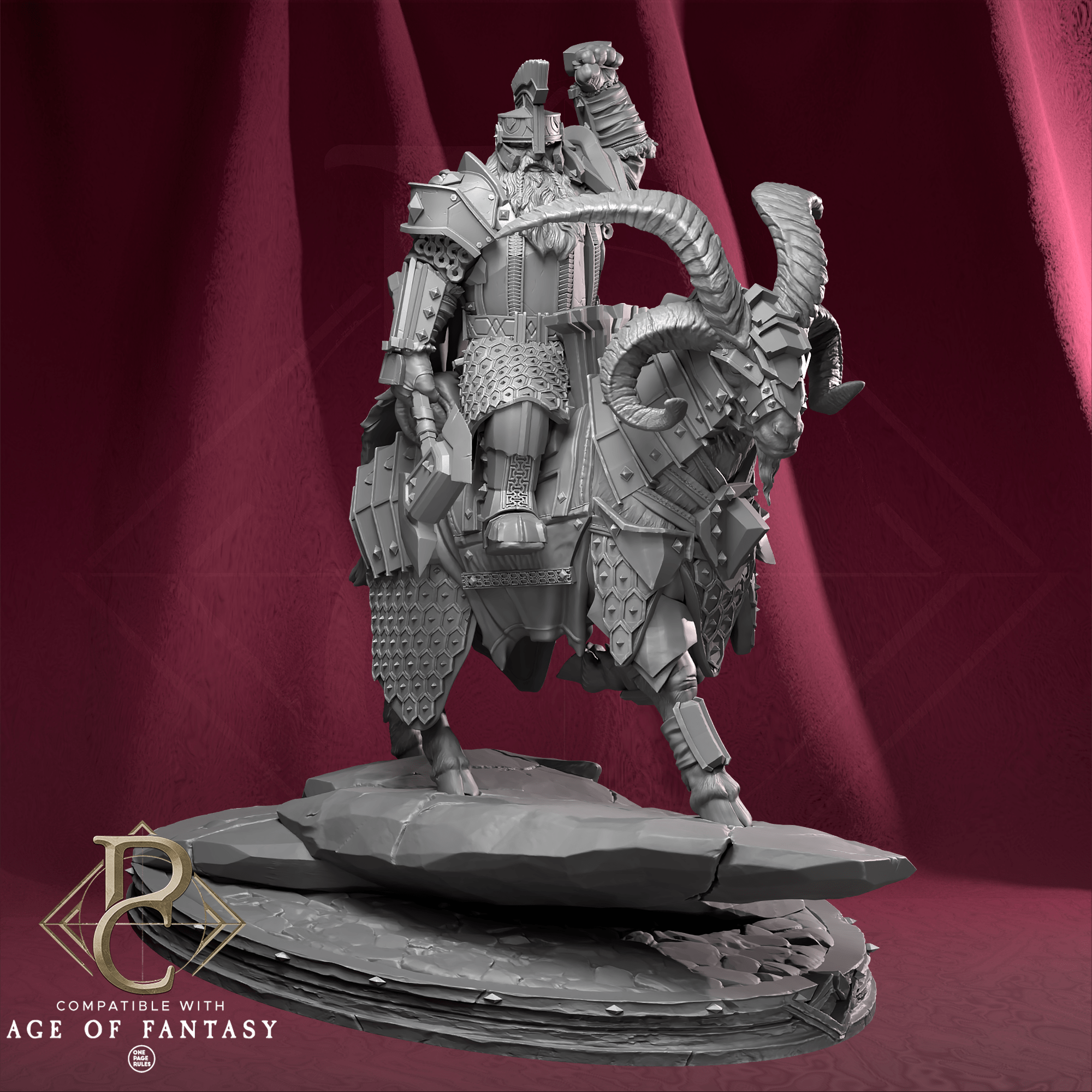 Tabletop RPG Miniature Stormkeeper Torbjorn on Goat 32mm 75mm Qumi Parasite Collectibles Torbjorn with Axe Quality Miniatures - Qumi Wargaming Mini Model Figure