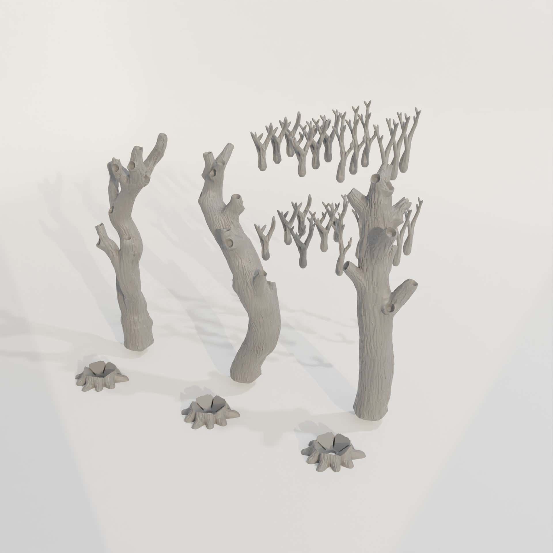 Tree Trunks Drilled - Deep Forest - Resin Print - Tabletop RPG Terrain - Terrain4Print - Qumi Quality Miniatures - Qumi Wargaming Mini Model Figure