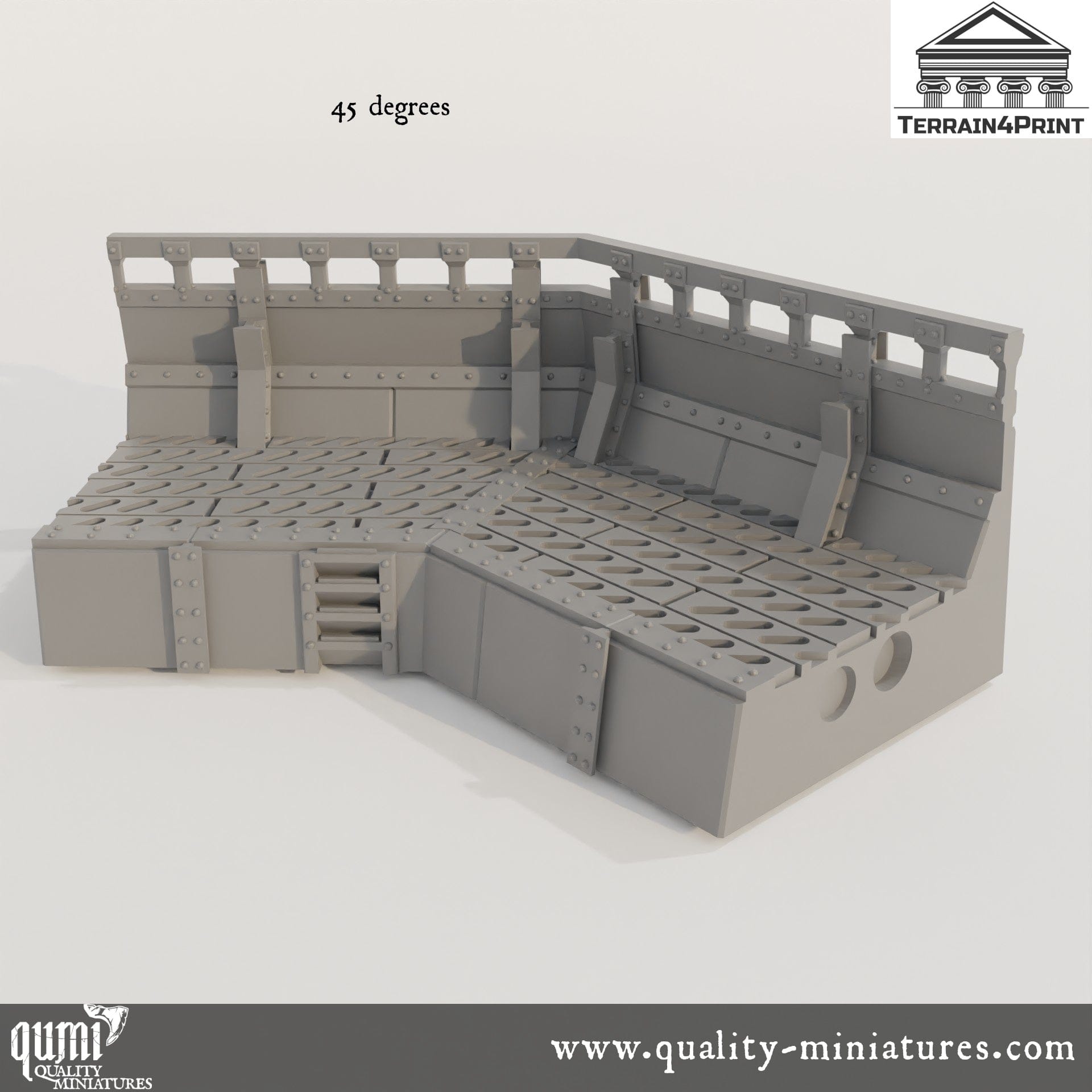 Scifi Barricades - Resin Print - Tabletop RPG Terrain - Terrain4Print - Qumi trenchline-bend-45 Quality Miniatures - Qumi Wargaming Mini Model Figure