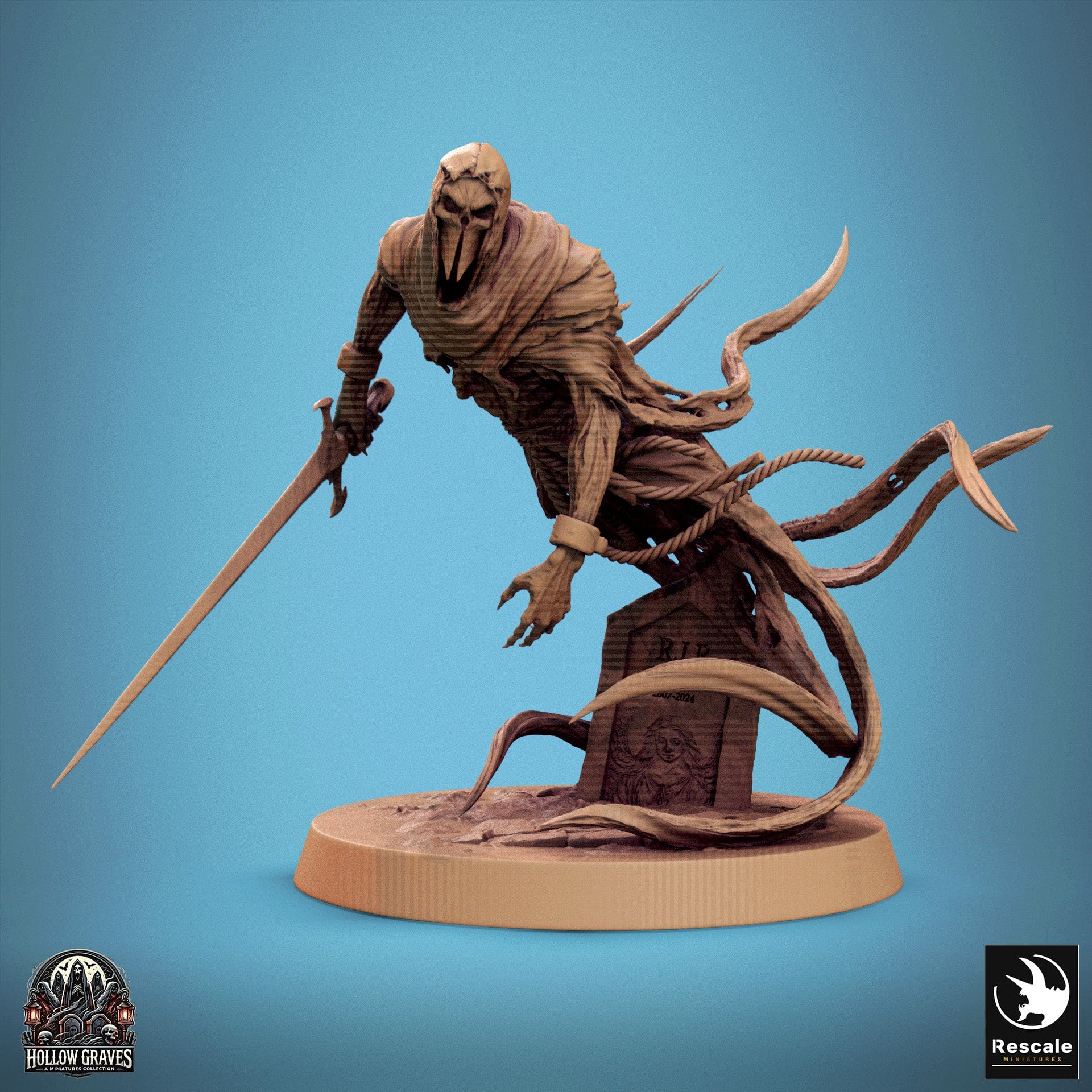 Tabletop RPG Miniature Masked Ghost - 32mm Qumi Rescale Miniatures Turn / With Sword Quality Miniatures - Qumi Wargaming Mini Model Figure