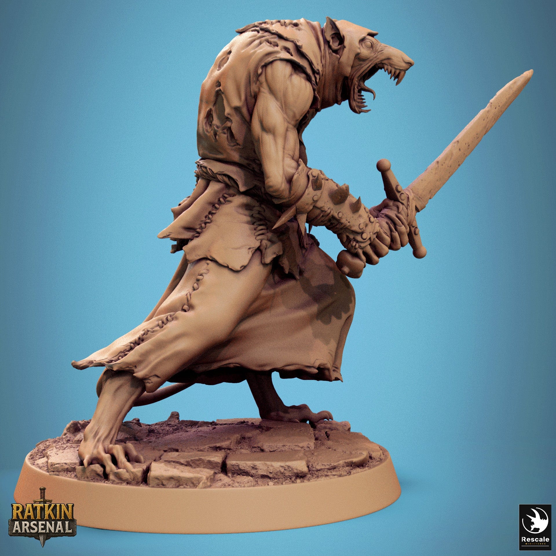 Fantasy Humanoid Rat Folk Soldiers 32mm Rescale Miniatures Two Hand Sword Quality Miniatures - Qumi Wargaming Mini Model Figure