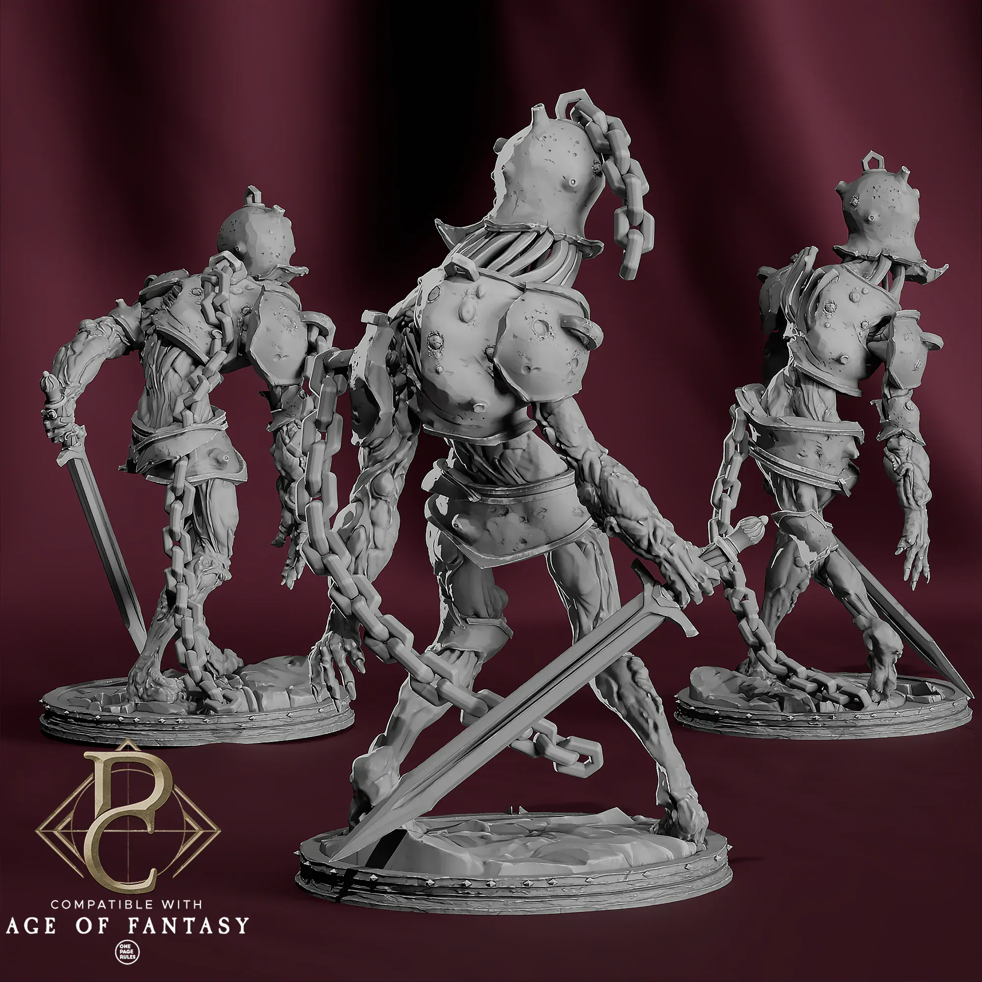 Undead  Miniature Chainbound Ascendants 32mm Parasite Collectibles - Quality Miniatures - Qumi