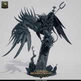 Rear view of the Carrion King model, showcasing expansive wings and detailed stone base.