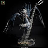 Full figure shot of the undead monster miniature on its ornate cathedral-themed base.