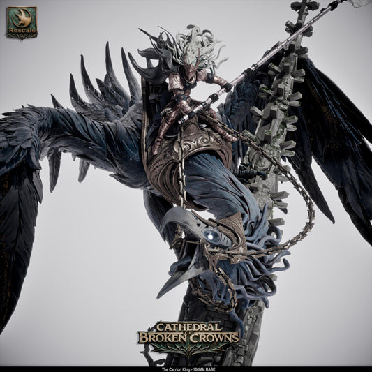 Undead Carrion King tabletop monster miniature by Quality Miniatures for wargaming and RPG, detailed rescale undead figure.