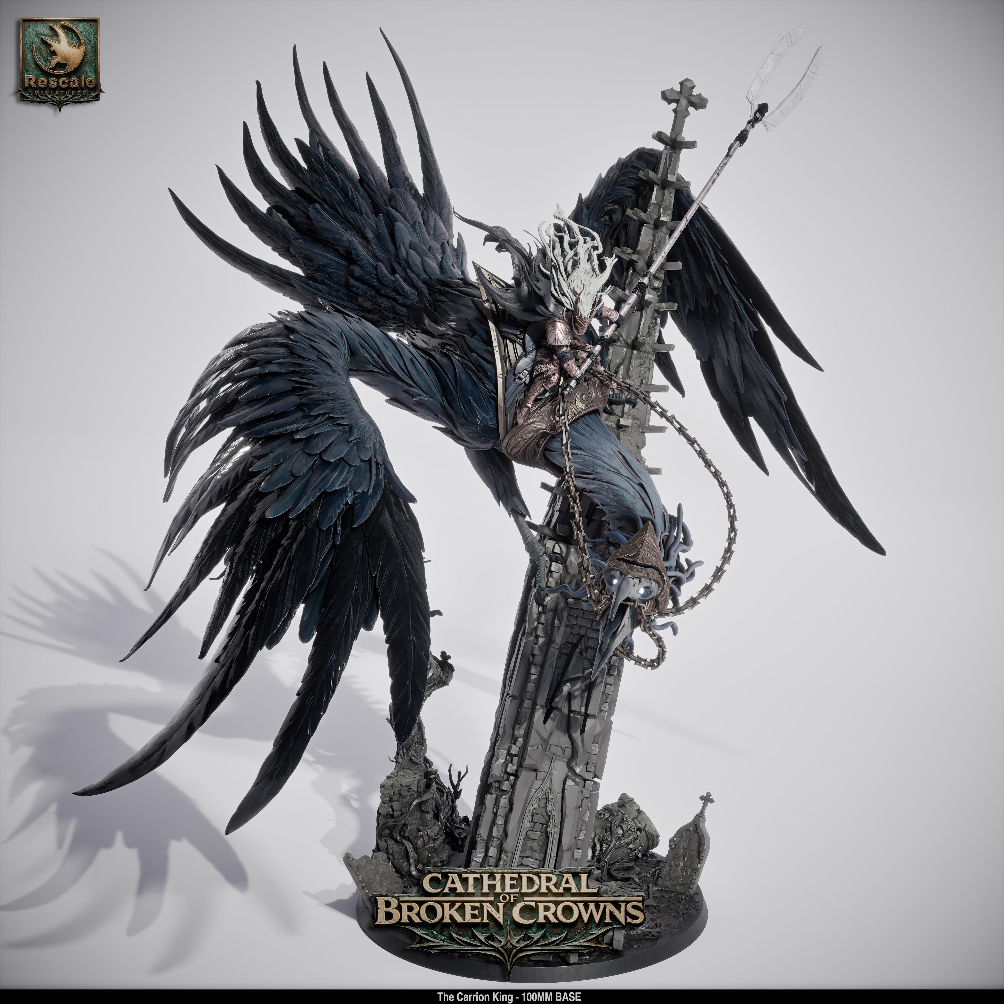 Rescaled Undead Carrion King tabletop monster miniature by Quality Miniatures, perfect for wargaming and RPG tabletop campaigns.