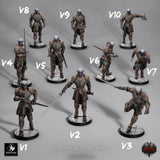 Zehn verschiedene Posen von untoten Graveward Legion Kriegern mit individueller Beschriftung.