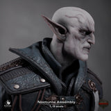 Side profile view of the undead character head and shoulders, showcasing sharp ears and textured skin.