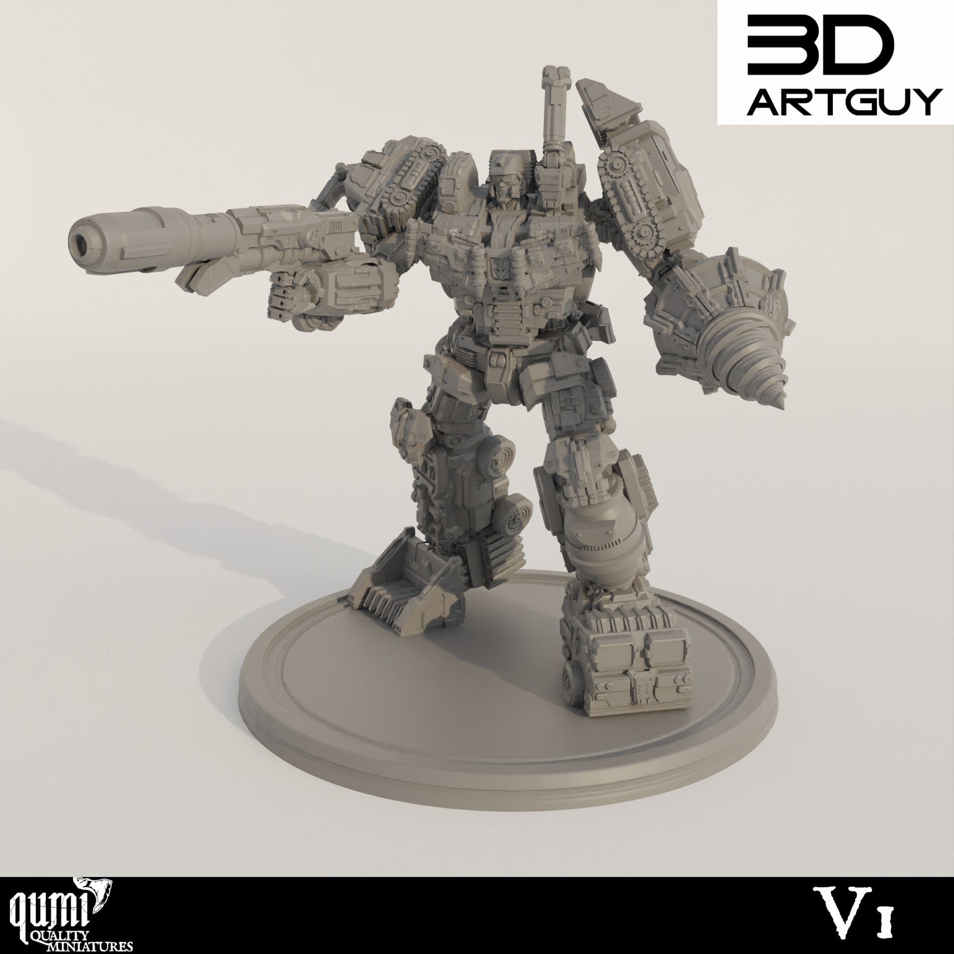 Tabletop RPG Miniature Devastator  - 32mm Qumi - 3D ArtGuy V1 / 32mm scale Quality Miniatures - Qumi Wargaming Mini Model Figure