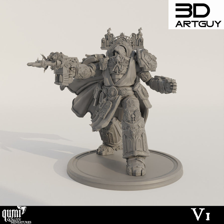 3D-gedruckte Soldat-Miniatur aus Resin in taktischer Pose mit schwerer Waffe