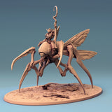 Side profile view of the Fyrionis creature miniature with a rider mounted on its back