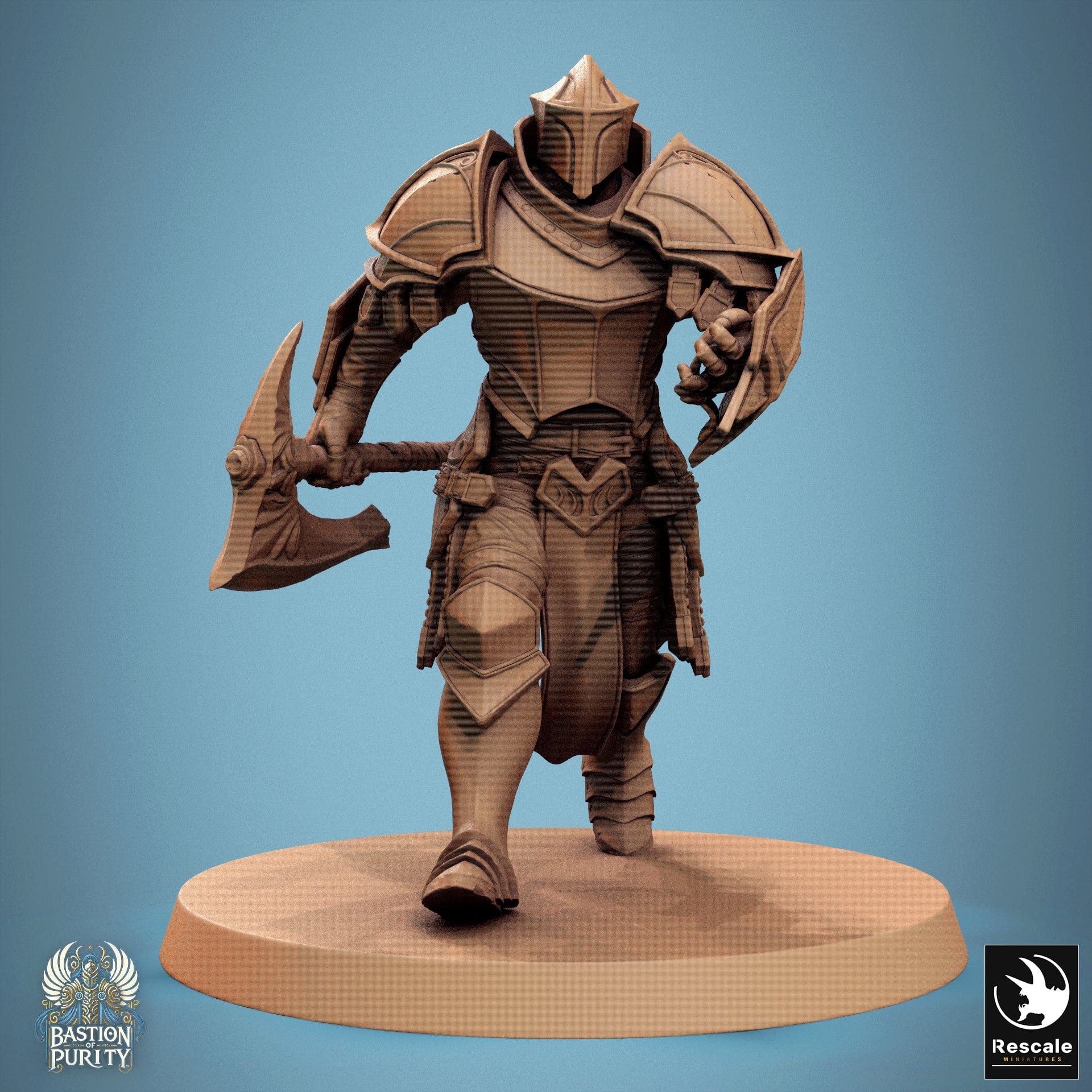 Tabletop RPG Miniature Aeterna Infantry Soldier - 32mm Qumi - Rescale Miniatures V1 Axe Run Quality Miniatures - Qumi Wargaming Mini Model Figure