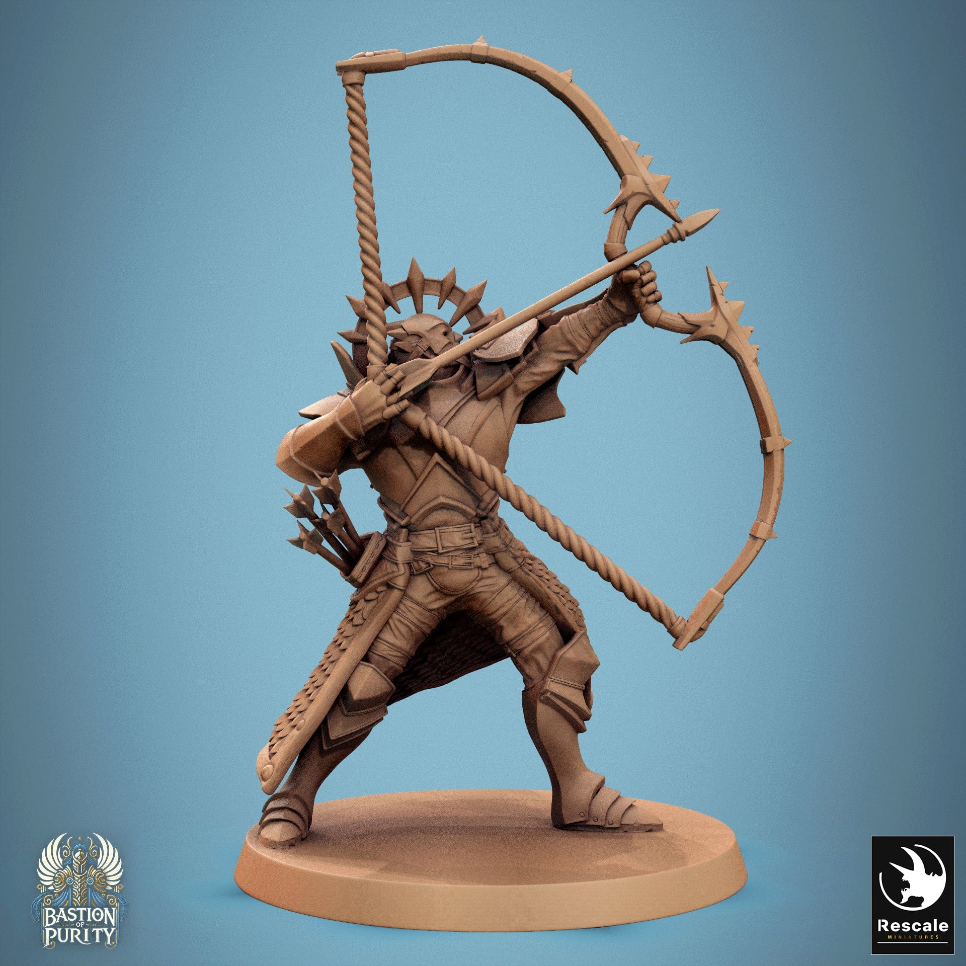 Tabletop RPG Miniature Aeterna Infantry Archer - 32mm Qumi - Rescale Miniatures V1 Big Bow Shoot Quality Miniatures - Qumi Wargaming Mini Model Figure