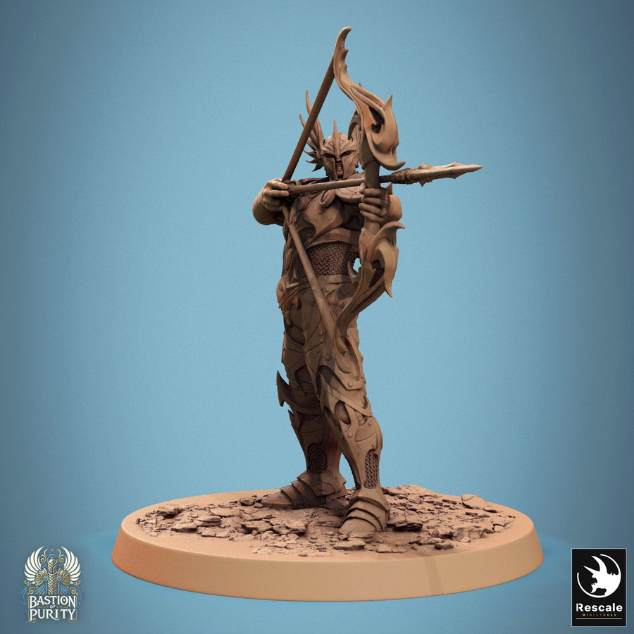 Exotic Warrior Sentinel Aetherium Tabletop Miniatures by Qumi, 3D printed resin tabletop miniature for RPGs, wargaming and painting