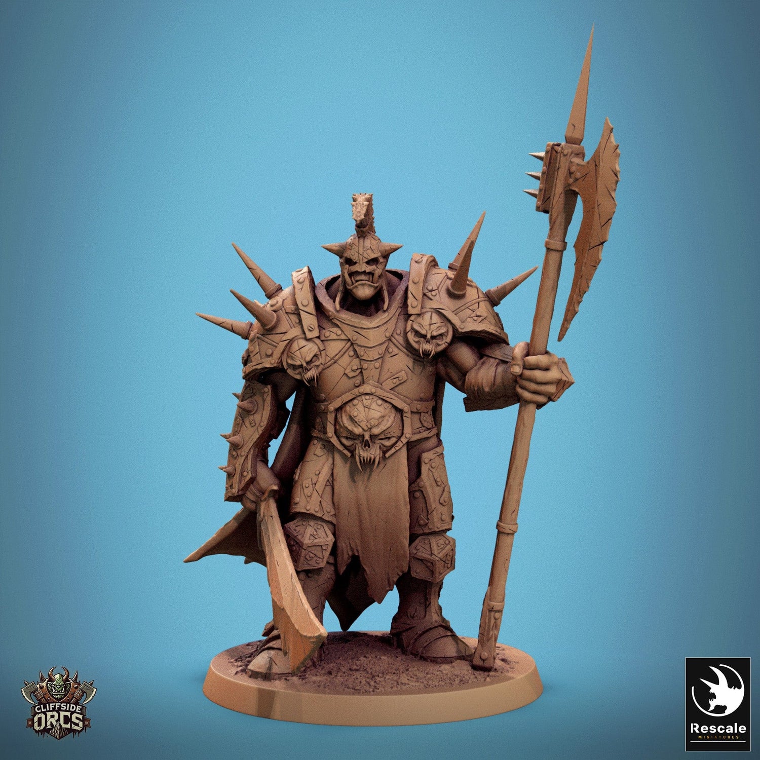 Brutal Orc Tabletop Miniatures by Qumi, 3D printed resin tabletop miniature for RPGs, wargaming and painting