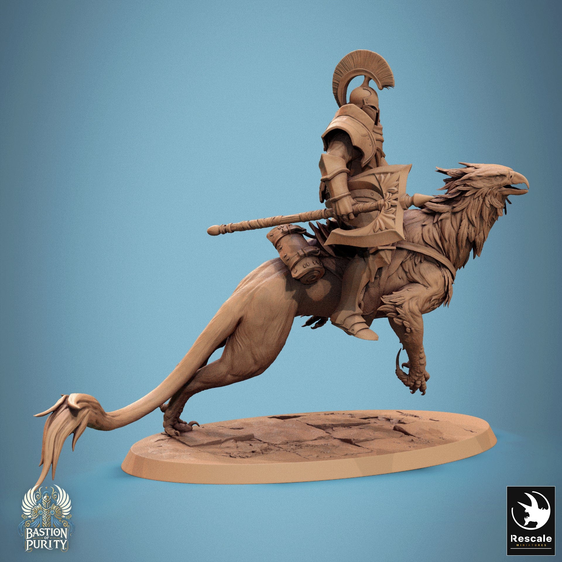 Tabletop RPG Miniature Gryph - 32mm Qumi - Rescale Miniatures V1 Chase / mounted Quality Miniatures - Qumi Wargaming Mini Model Figure