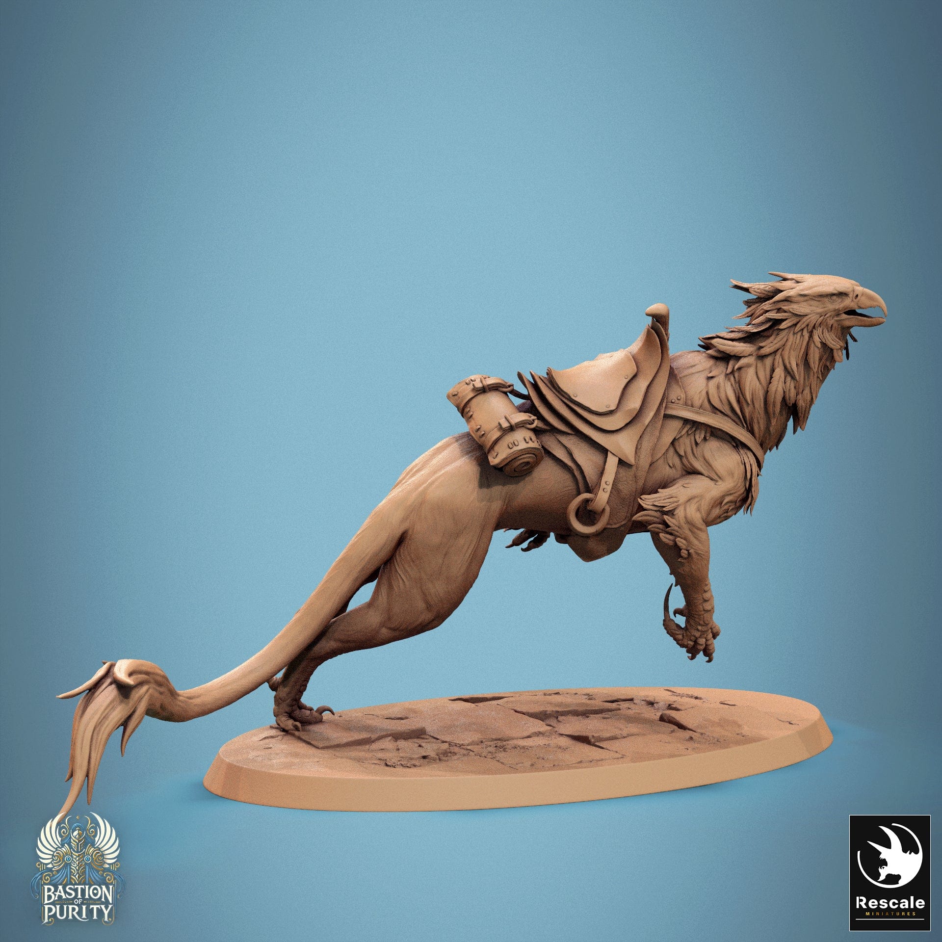 Tabletop RPG Miniature Gryph - 32mm Qumi - Rescale Miniatures V1 Chase / saddle Quality Miniatures - Qumi Wargaming Mini Model Figure