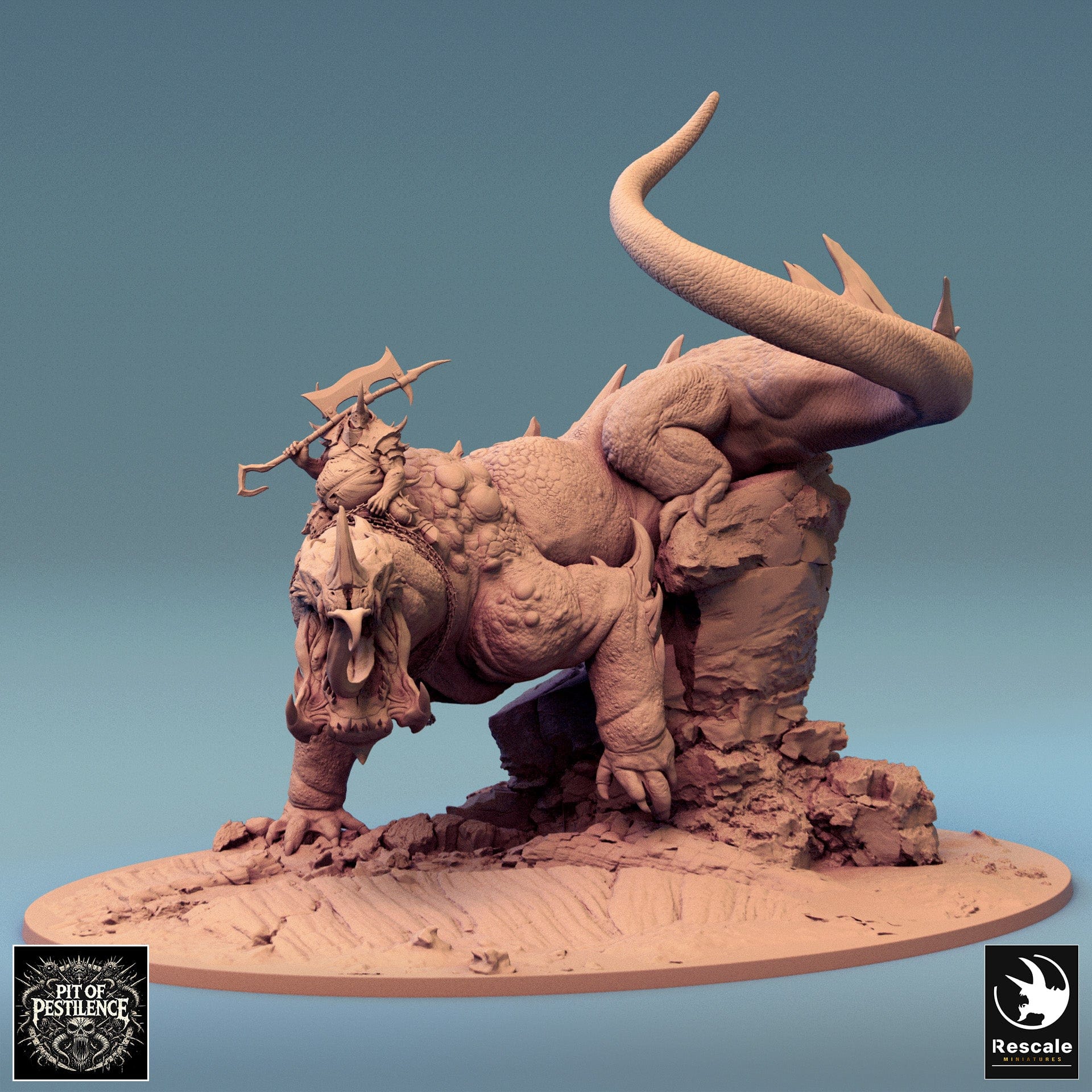 Tabletop RPG Miniature Sludgeborn - 32mm Qumi - Rescale Miniatures V1 descent / mounted Quality Miniatures - Qumi Wargaming Mini Model Figure