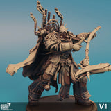 Vorderansicht der 3D-gedruckten Space Warrior Reaper Miniatur aus grauem Resin