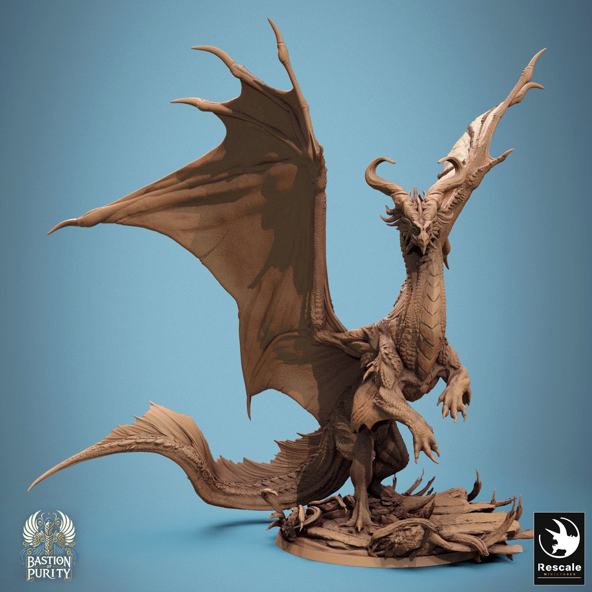 Tabletop RPG Miniature Bronze Dragon Legendary - 32mm Rescale Miniatures V1 Rise Quality Miniatures - Qumi Wargaming Mini Model Figure