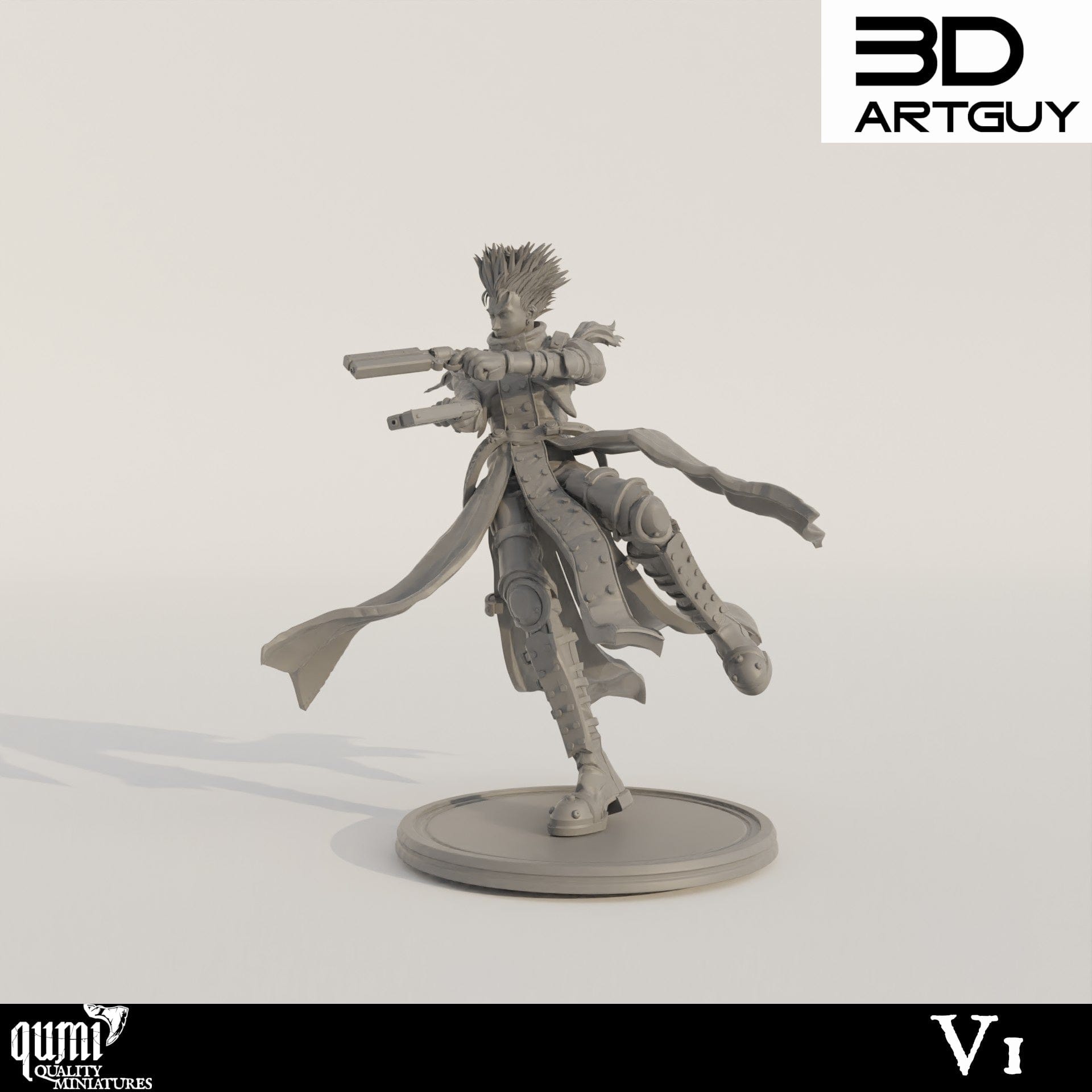 Tabletop RPG Miniature Gunslinger  Qumi - 3D ArtGuy V1 Quality Miniatures - Qumi Wargaming Mini Model Figure