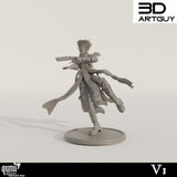 Frontansicht einer dynamischen 32mm Resin Gunslinger Miniatur in Kampfpose mit Pistolen