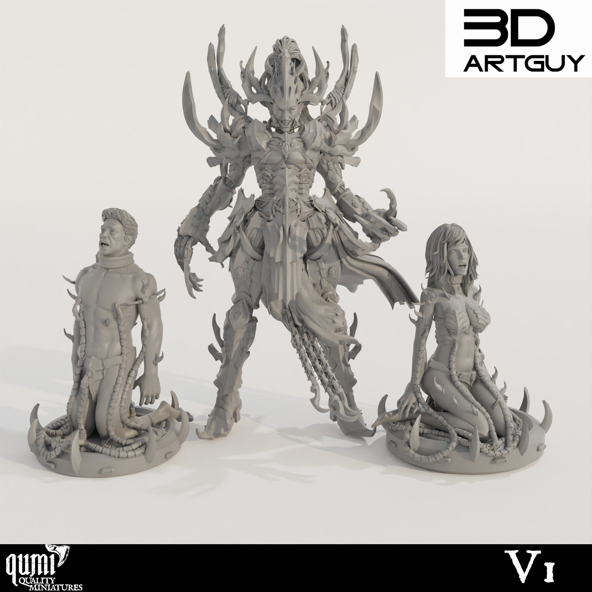 Tabletop RPG Miniature Raider King - 3D ArtGuy - Qumi V1 Quality Miniatures - Qumi Wargaming Mini Model Figure