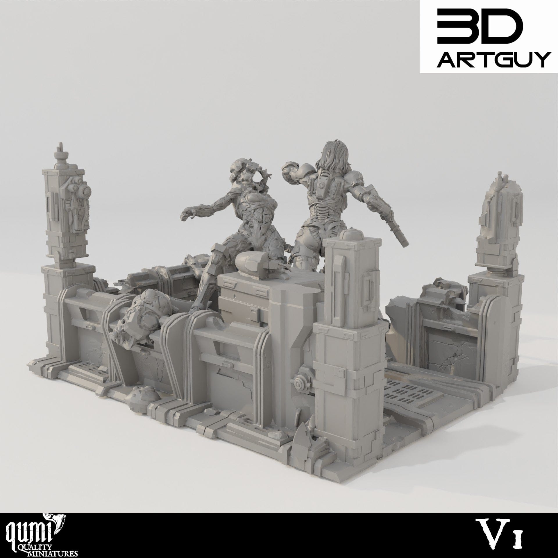 Tabletop RPG Miniature Space Commander Diorama - Qumi V1 Quality Miniatures - Qumi Wargaming Mini Model Figure
