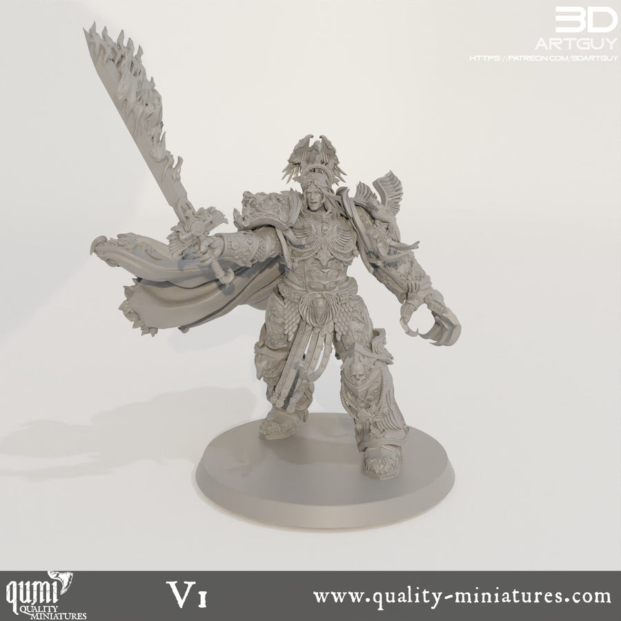 Human Commander Tabletop Miniature - "Ruler" by Qumi, 3D printed resin tabletop miniature for RPGs, wargaming and painting