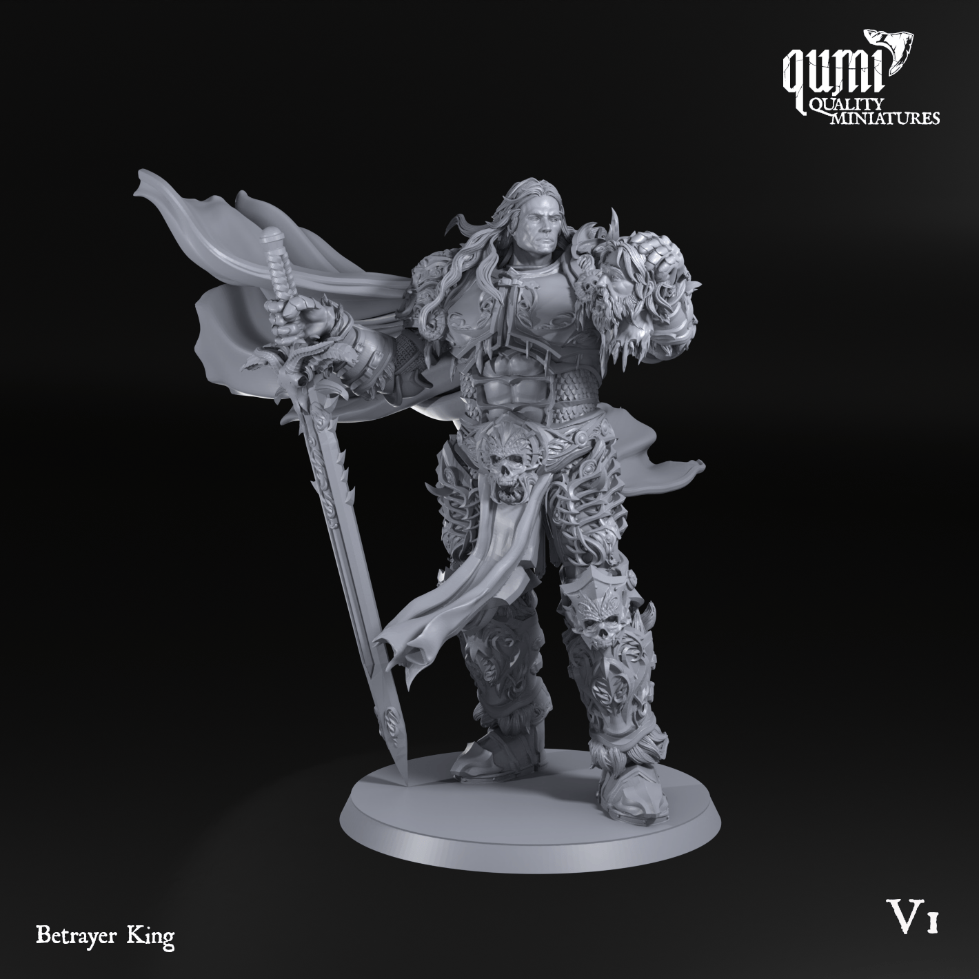 Tabletop RPG Miniature Space Warrior Lord Betrayer King - Qumi V1 Quality Miniatures - Qumi Wargaming Mini Model Figure