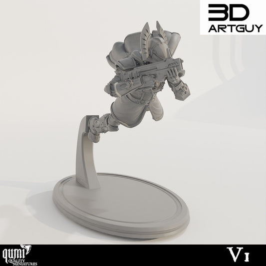 Tabletop RPG Miniature Super Earth Hero Diving - Qumi - 3D ArtGuy V1 Quality Miniatures - Qumi Wargaming Mini Model Figure