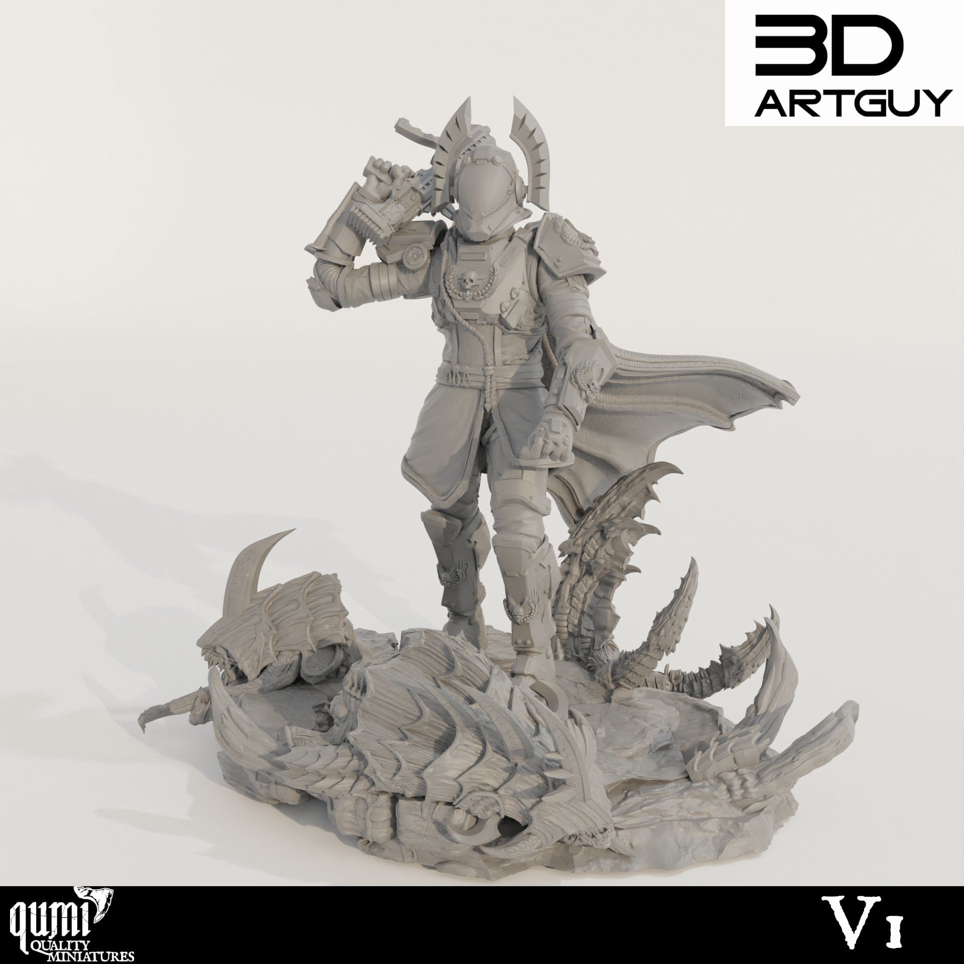 Tabletop RPG Miniature Super Earth Hero Walking - Qumi - 3D ArtGuy V1 Quality Miniatures - Qumi Wargaming Mini Model Figure