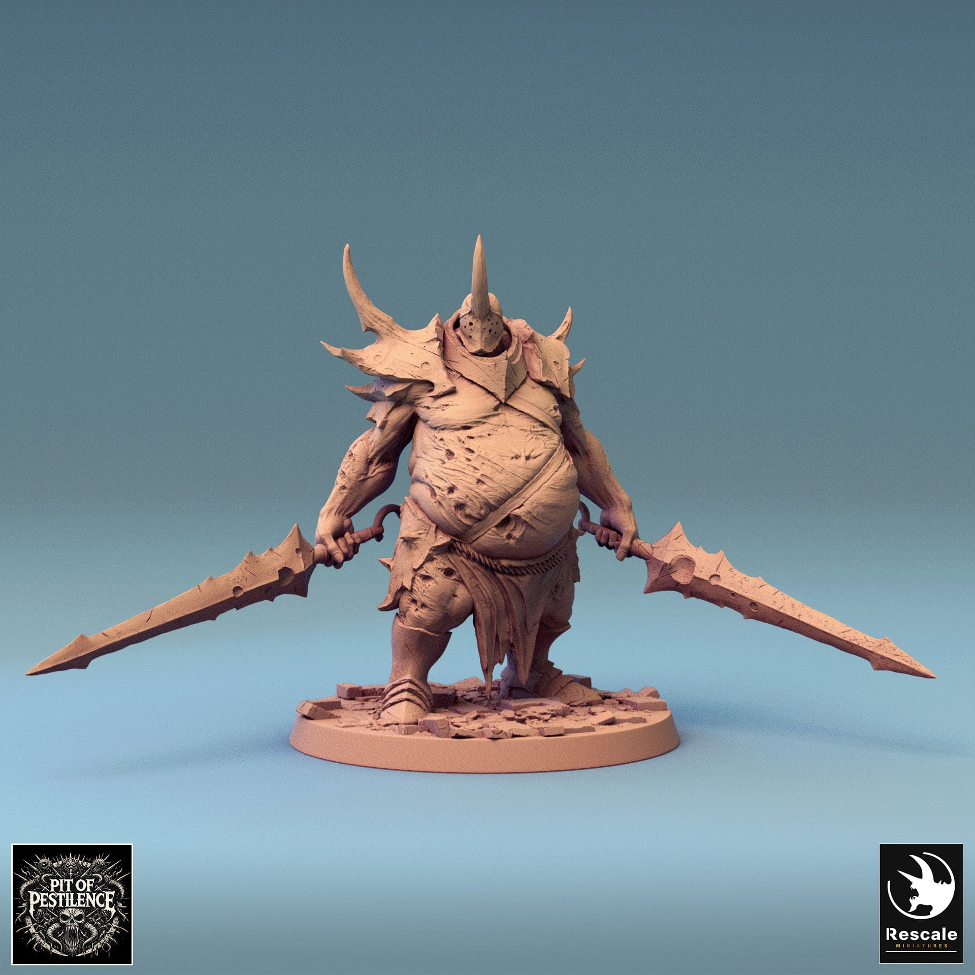 Tabletop RPG Miniature Executioner - 32mm Qumi - Rescale Miniatures V10 double sword Quality Miniatures - Qumi Wargaming Mini Model Figure