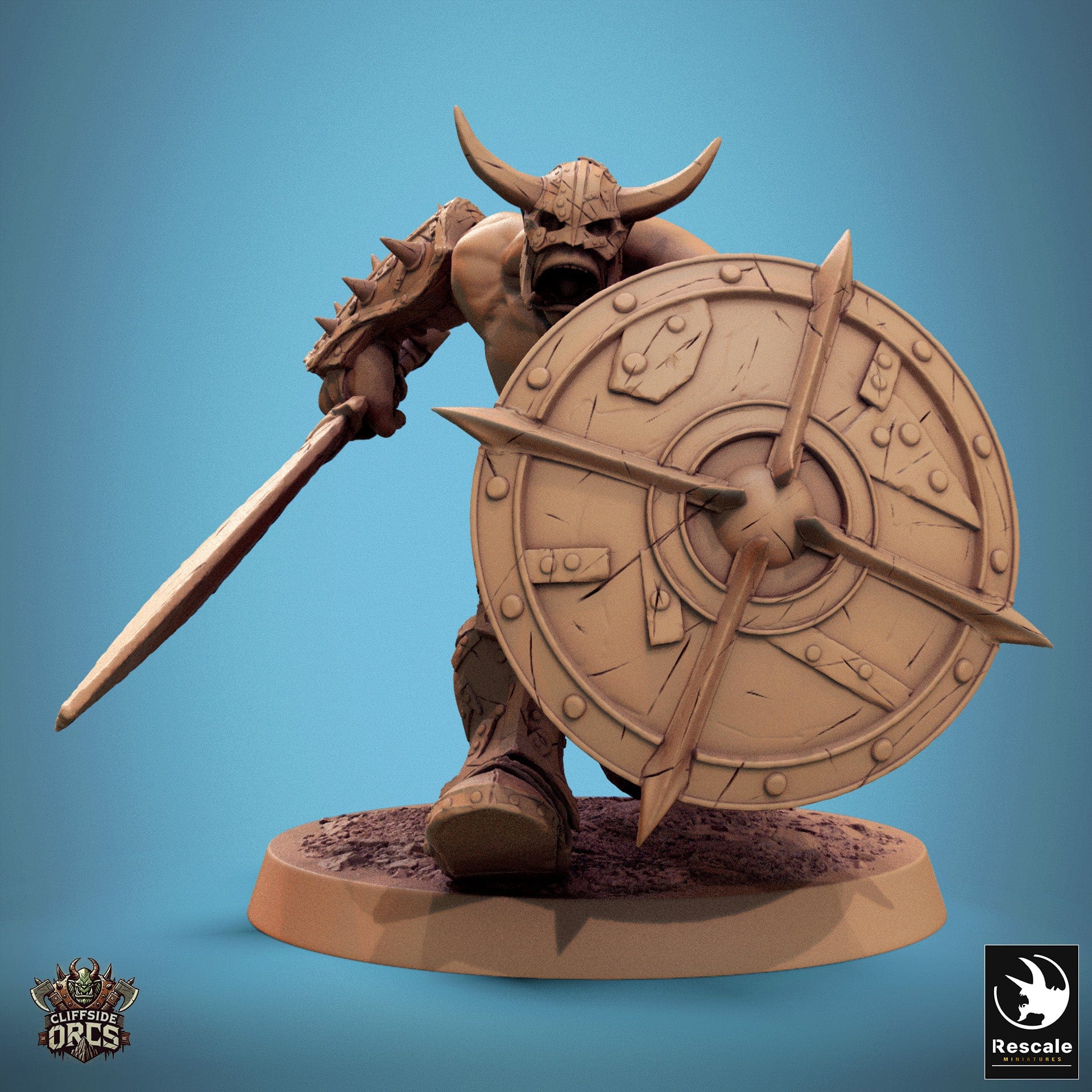 Tabletop RPG Miniature Infantry Orc - 32mm Qumi Rescale Miniatures V10 Run - Sword & Shield Quality Miniatures - Qumi Wargaming Mini Model Figure
