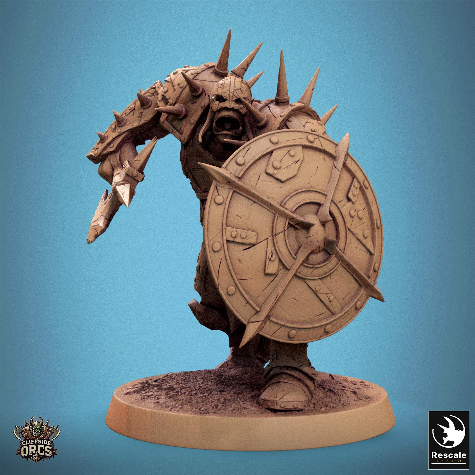 Tabletop RPG Miniature Infantry Orc - 32mm Qumi Rescale Miniatures V11 Guard - Spear & Shield Quality Miniatures - Qumi Wargaming Mini Model Figure