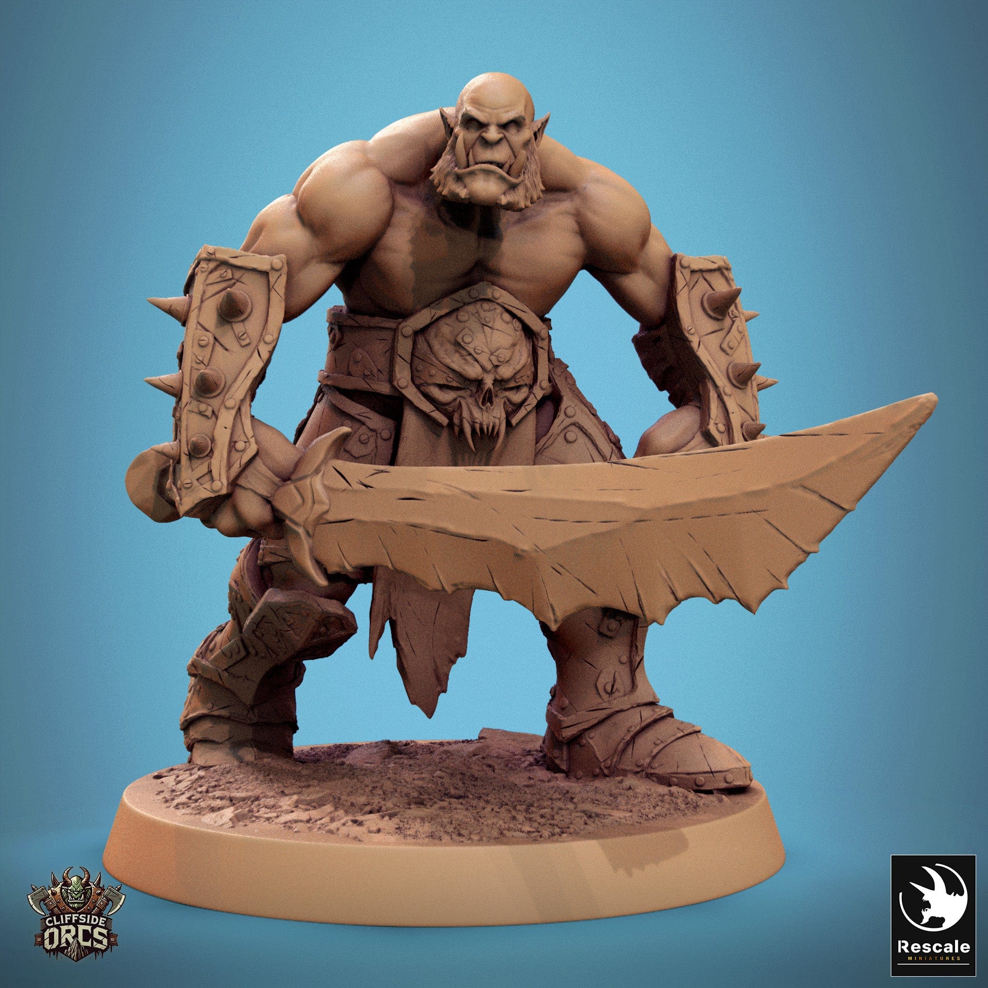 Tabletop RPG Miniature Infantry Orc - 32mm Qumi Rescale Miniatures V12 Stand - Sword & Shield Quality Miniatures - Qumi Wargaming Mini Model Figure