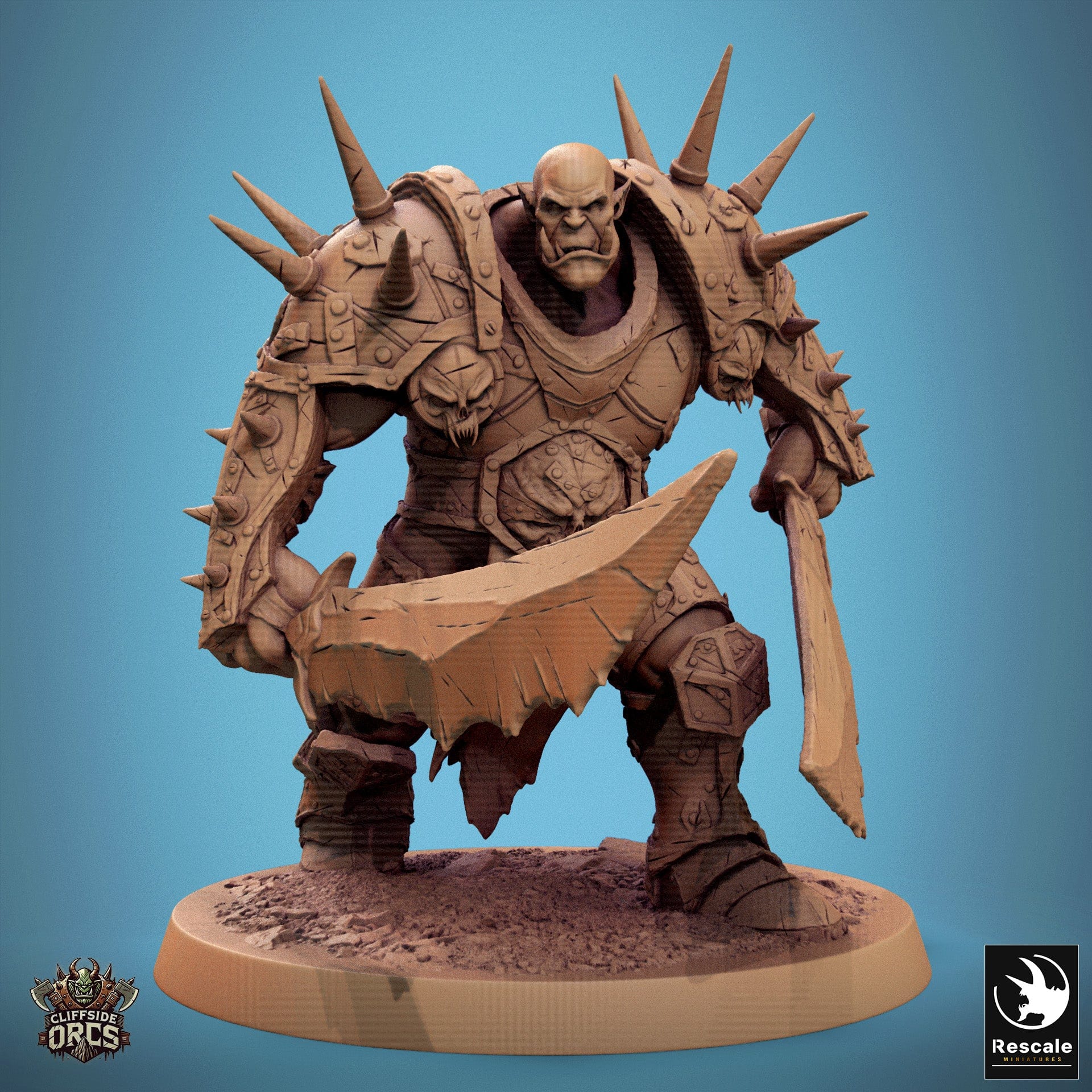 Tabletop RPG Miniature Brutal Orc - 32mm Qumi Rescale Miniatures V13 Brutal Orc Stand - Double Sword Quality Miniatures - Qumi Wargaming Mini Model Figure