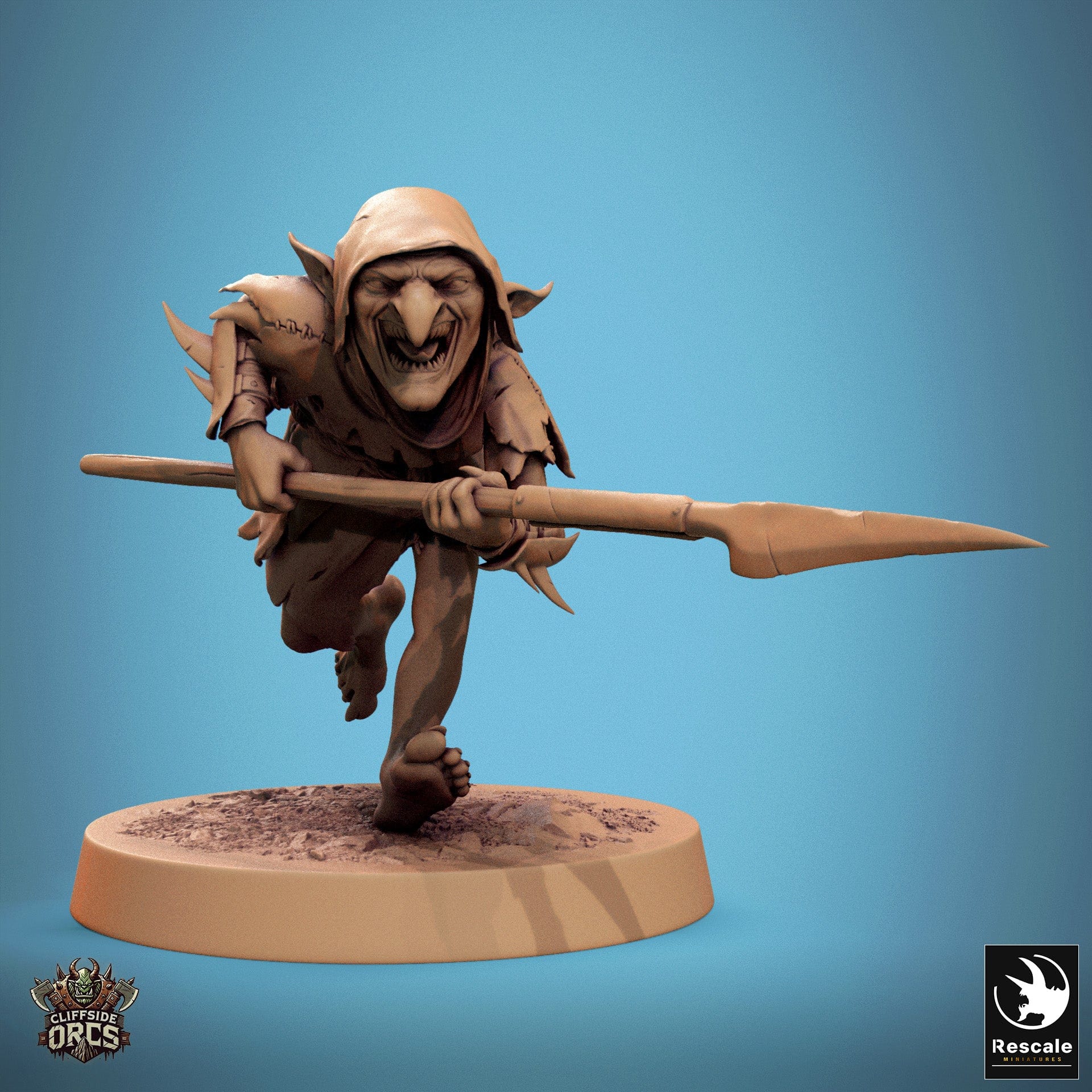 Tabletop RPG Miniature Goblin - 32mm Qumi Rescale Miniatures V13 Goblin Run Spear Quality Miniatures - Qumi Wargaming Mini Model Figure