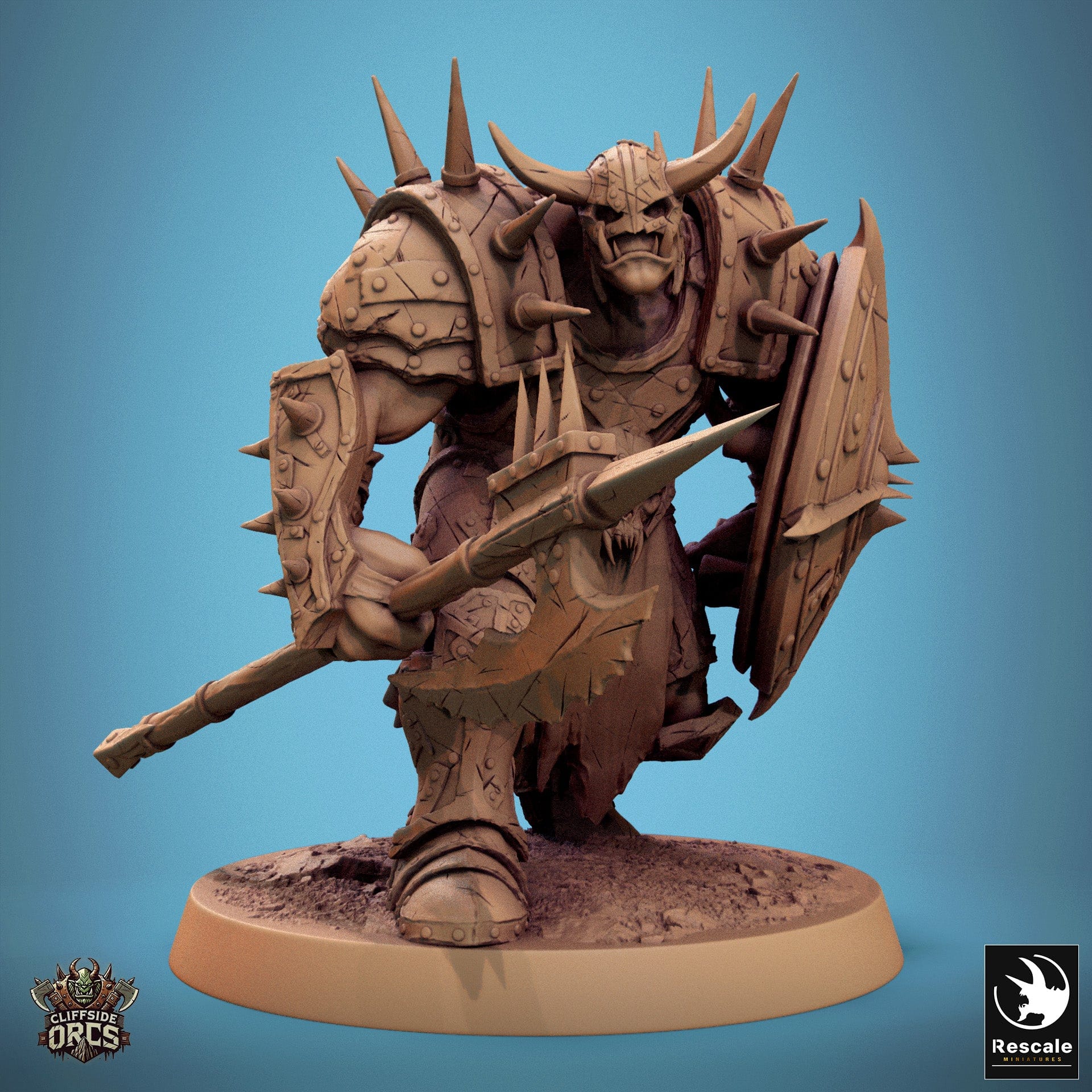 Tabletop RPG Miniature Infantry Orc - 32mm Qumi Rescale Miniatures V13  Walk - Spear & Shield Quality Miniatures - Qumi Wargaming Mini Model Figure